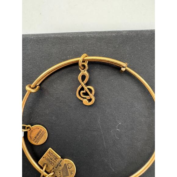 Alex and Ani "Sweet Melody Music" Charm Bangle Gold Bracelet w/Box NEW - Picture 2 of 5